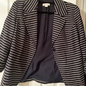Coldwater Creek Navy and Cream Striped Blazer